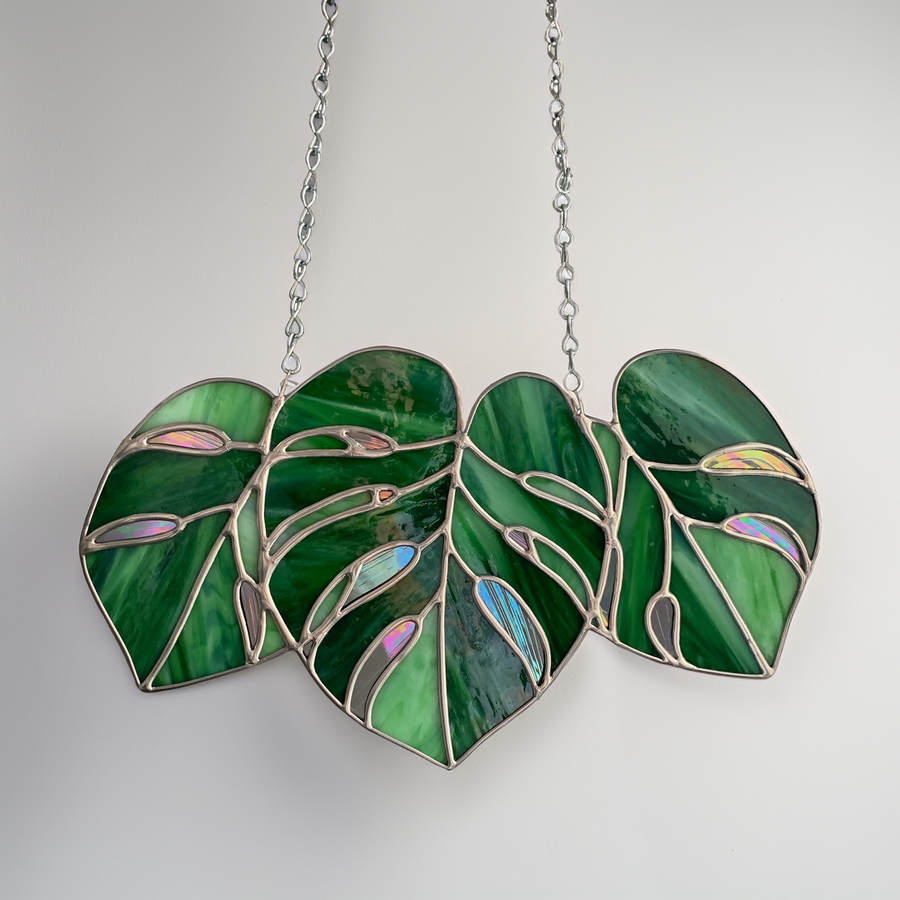Triple Monstera Window Hanger
